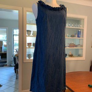 Talbots Denim Chambray Ruffle Sleeveless Dress 8